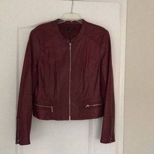 White House black market burgundy leather jacket comfortable;stylish